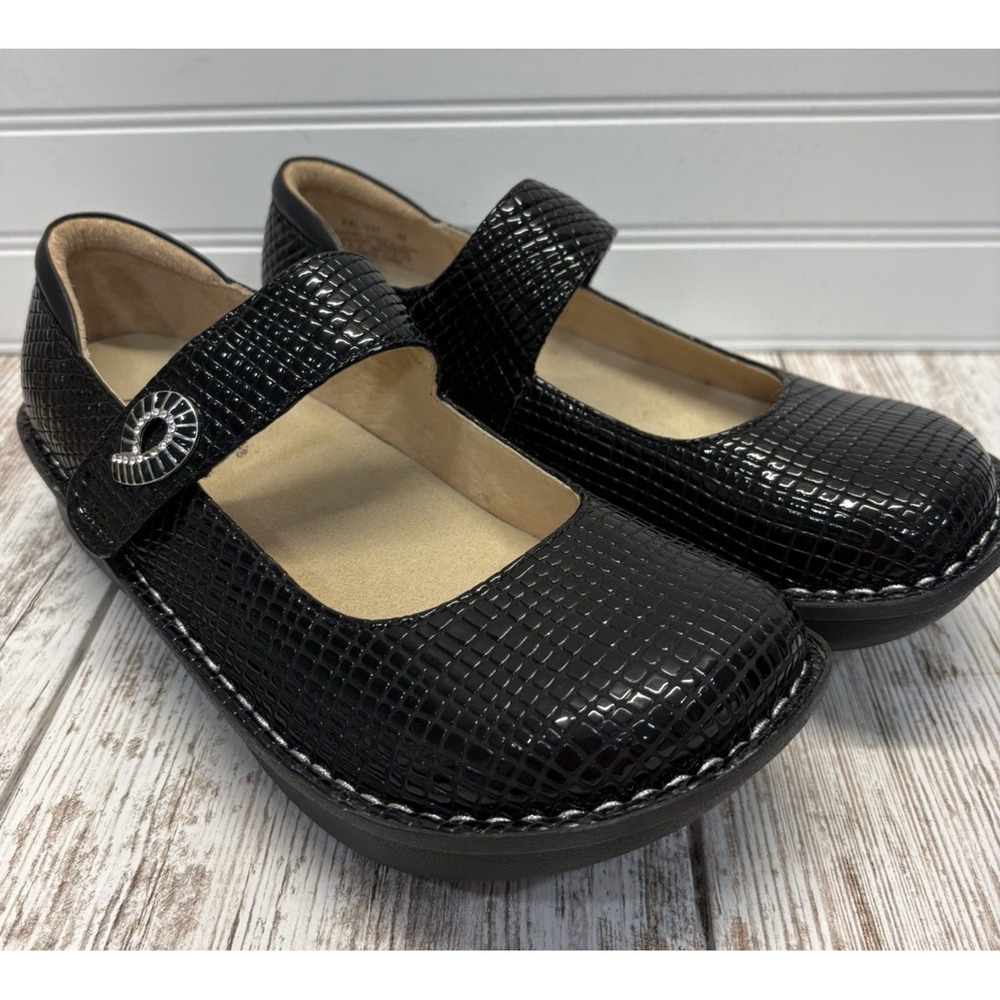 Alegria Paloma Patent Leather Black Comfort Mary Jane Shoe Sz EU 39 US Sz 9 - Picture 4 of 11